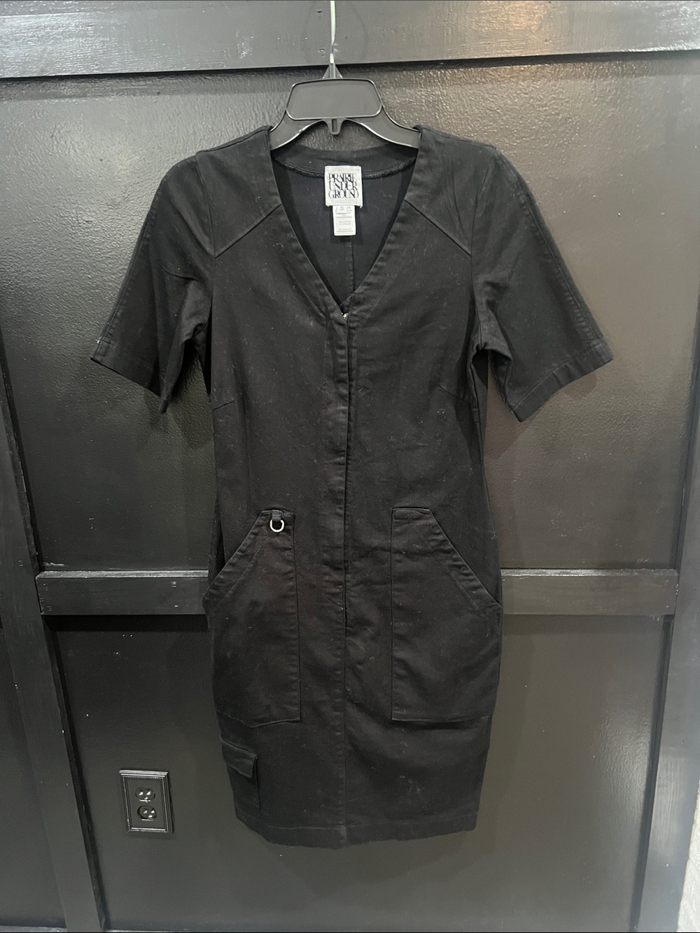 Prairie Underground Black Short-Sleeve Utility Midi Dress